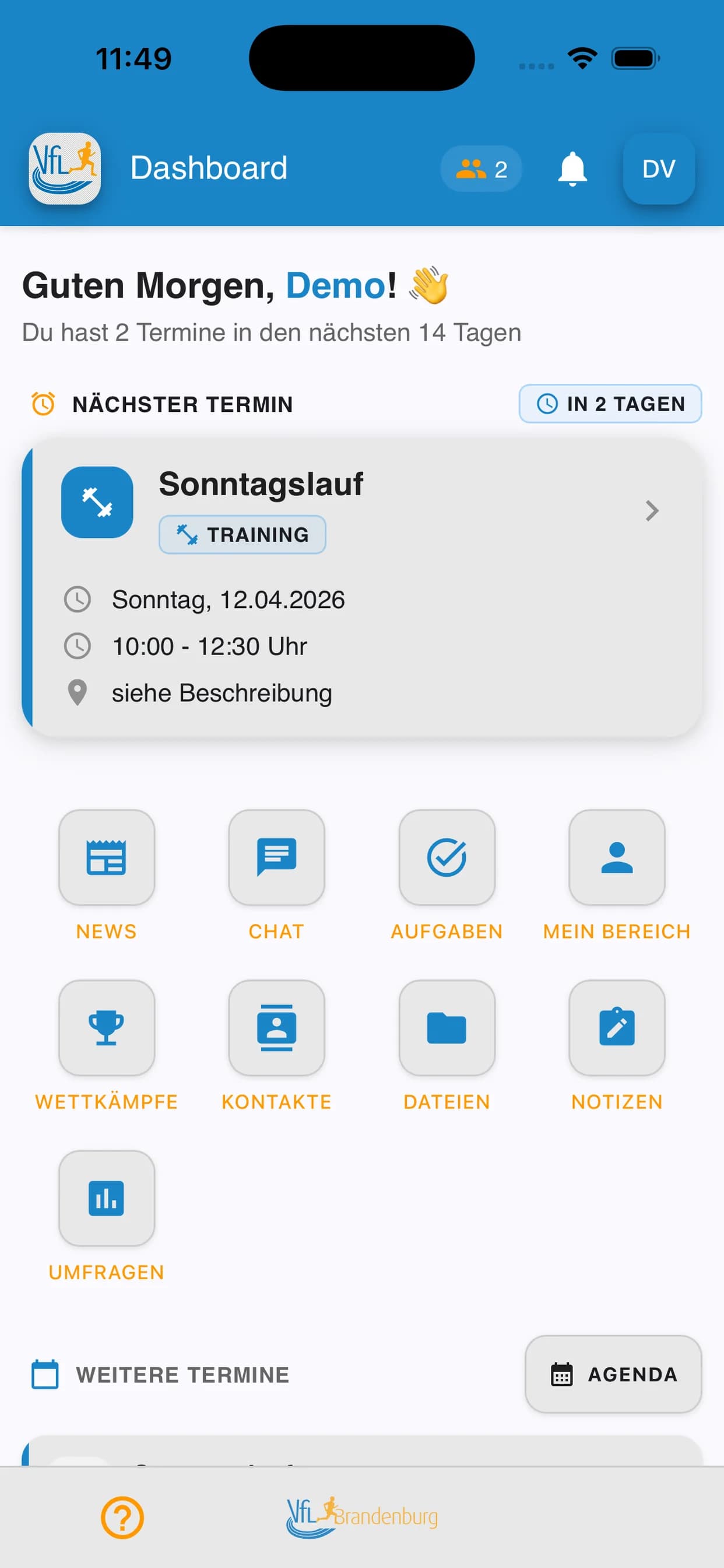 Vereins-APP für Leichtathletik Screenshot 1